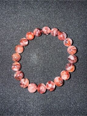 Authentic fire quartz crystal round stretch bracelet